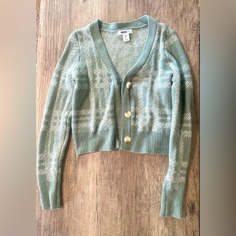 William Rast Blue and White Sweater Cardigan Size Small